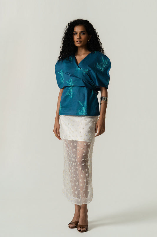 Power Shoulder Cape Top