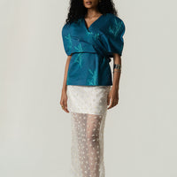 Power Shoulder Cape Top