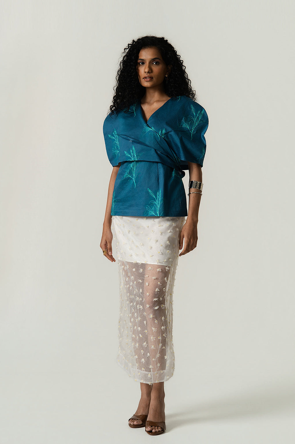Power Shoulder Cape Top