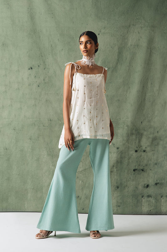 White Cotton Gotta Embellished Co-Ord Set