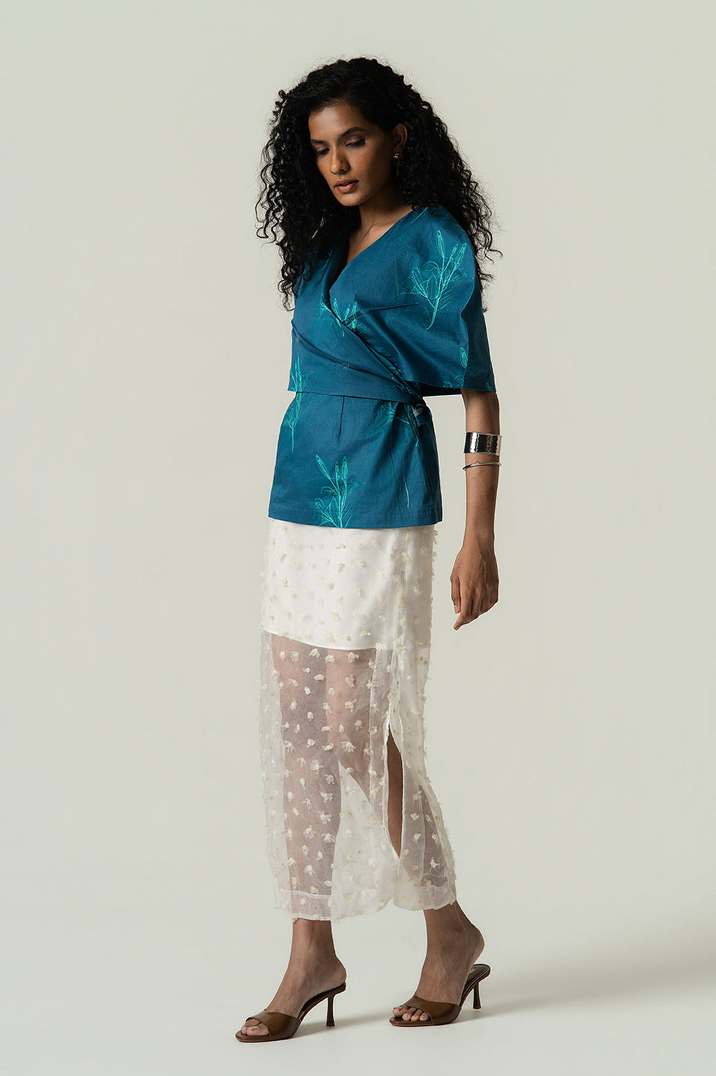 Power Shoulder Cape Top