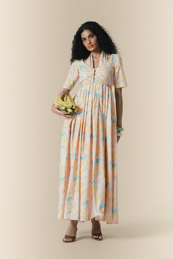 Pastel Saan Print Poplin Maxi Dress