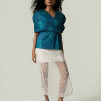 Power Shoulder Cape Top
