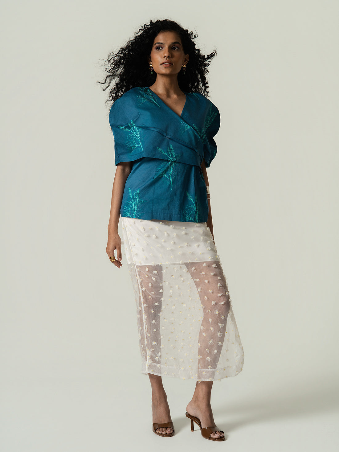 Power Shoulder Cape Top
