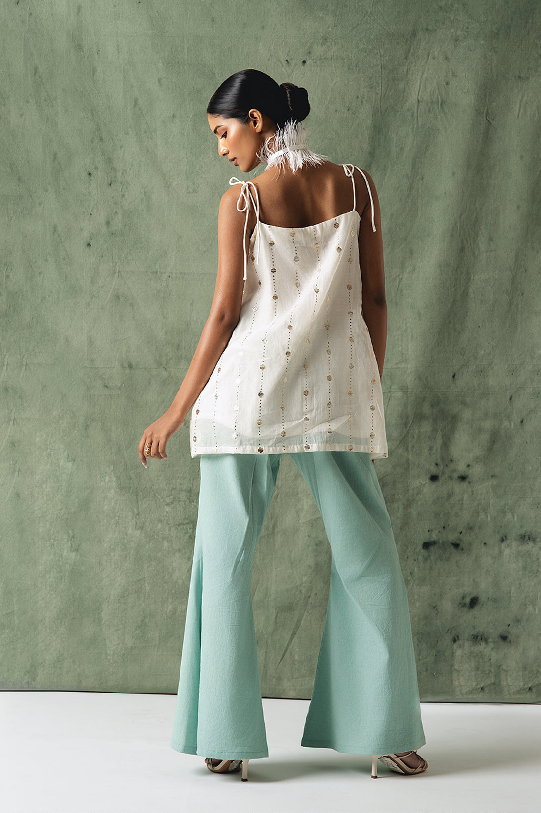 White Cotton Gotta Embellished Co-Ord Set