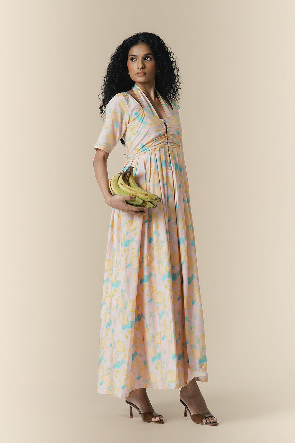 Pastel Saan Print Poplin Maxi Dress