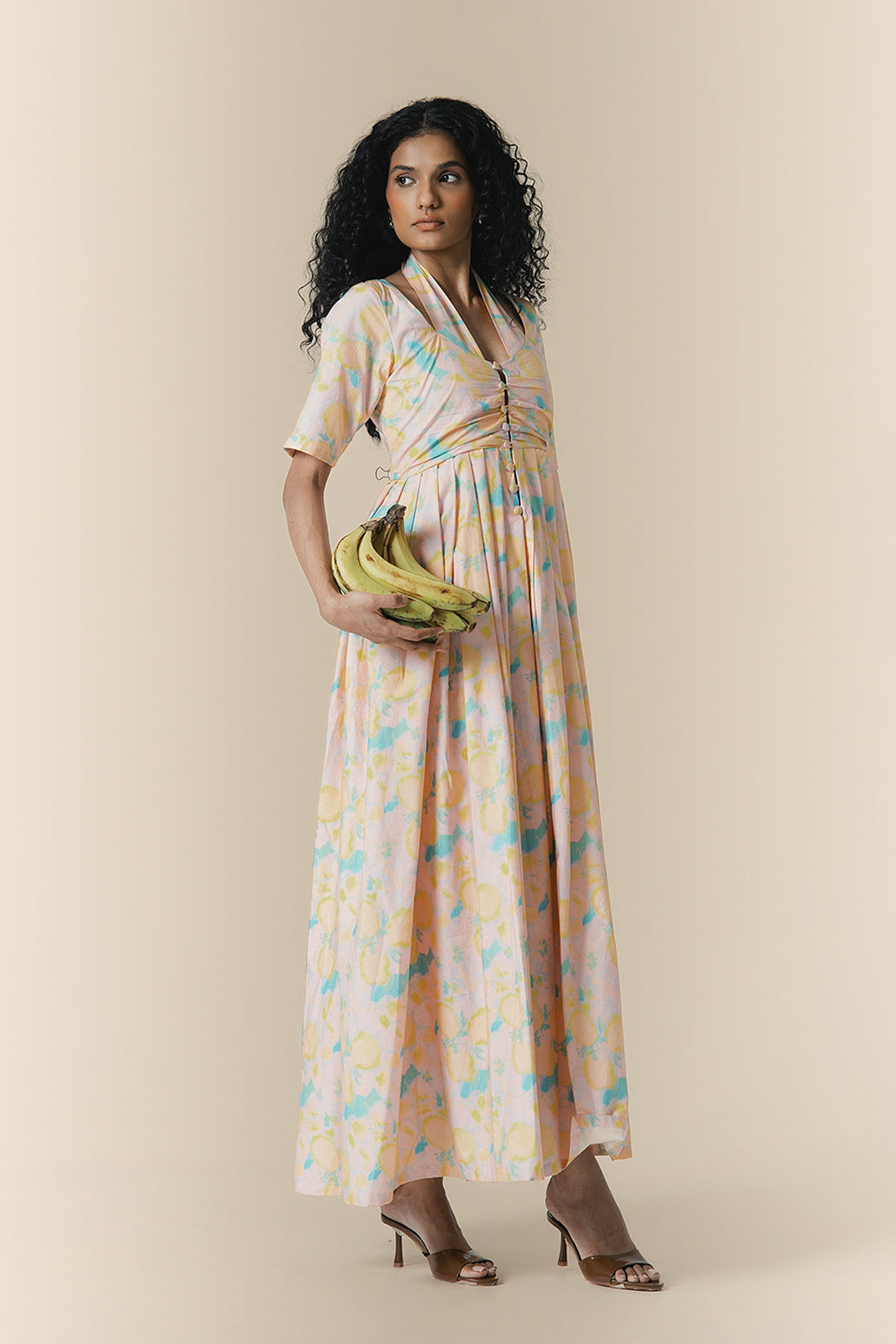 Pastel Saan Print Poplin Maxi Dress