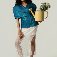 Power Shoulder Cape Top