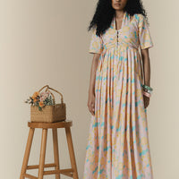 Pastel Saan Print Poplin Maxi Dress